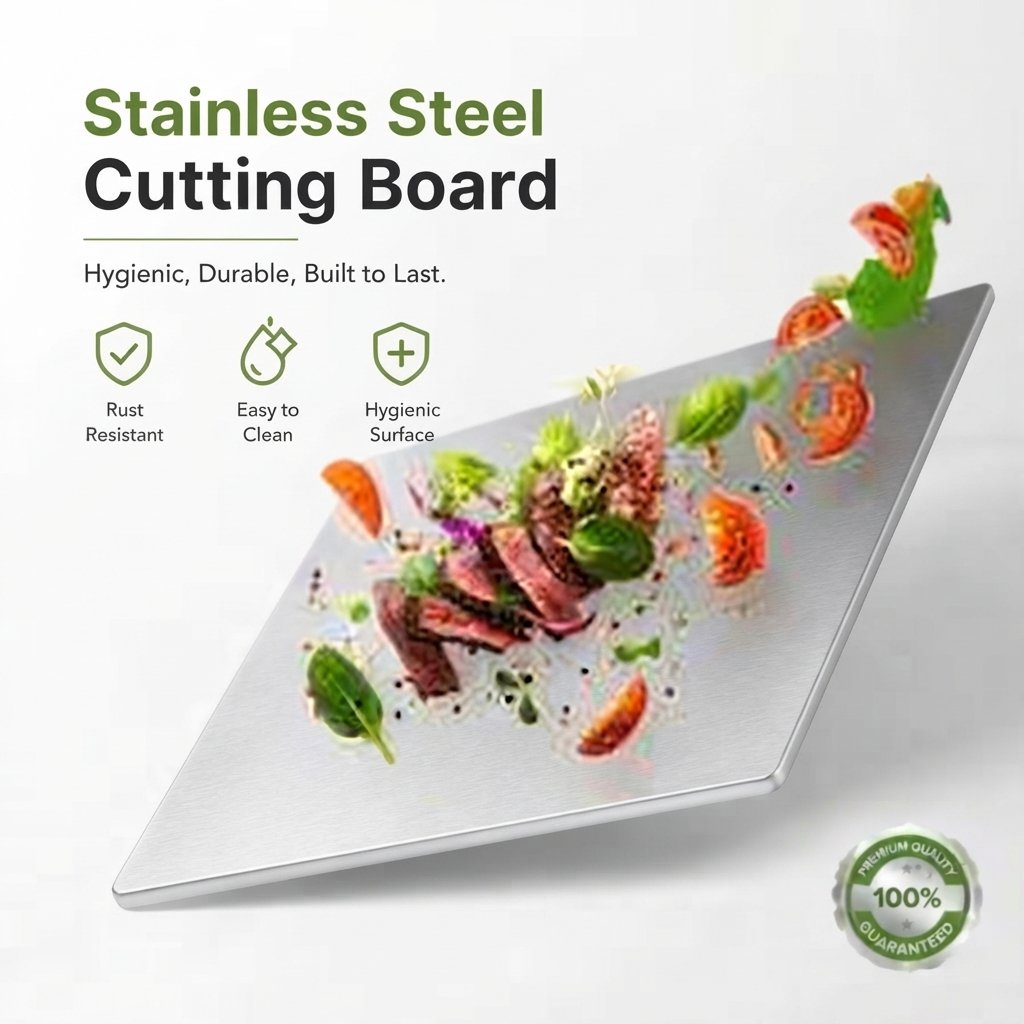 Stainless Steel Cutting Board – Heavy-Duty Metal Chopping Board for Meat, Vegetables & Kitchen Food Preparation